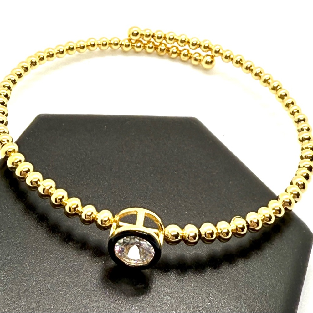 Elegant Goldfilled Beaded Bracelet with Crystal Accent